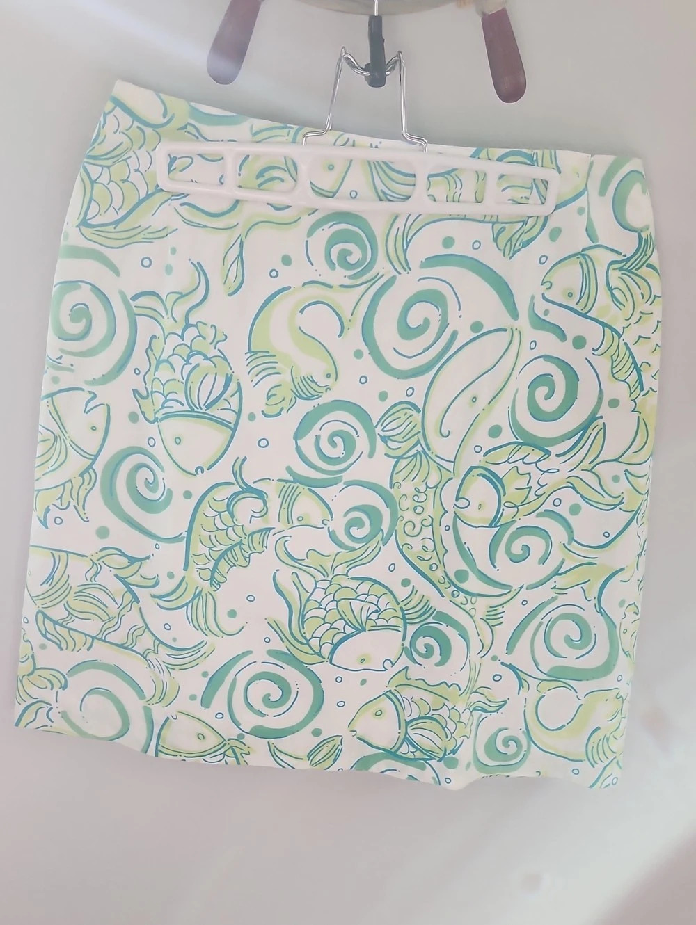 Vintage Lilly Pulitzer Abstract Print A-Line Skirt in White & Green Size 10